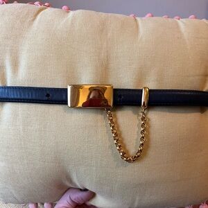 Talbots small Black Belt with Gold Chain Accent